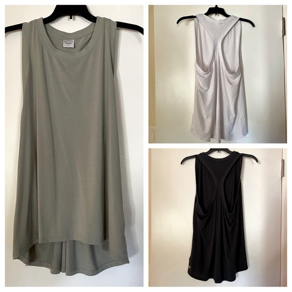 3 Athleta Ease In Tanks Green Black White L - Picture 1 of 7